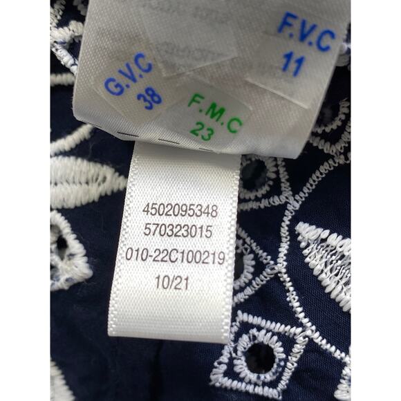 Chico’s Floral Embroidered Eyelet Tunic Top Womens Sz L Pullover Balloon Sleeves - Picture 10 of 13